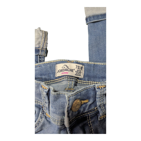 JORDACHE- Girls Jeans-Dark Blue-Size 7 Slim- Regular Button Closure - Preowned - Picture 6 of 7